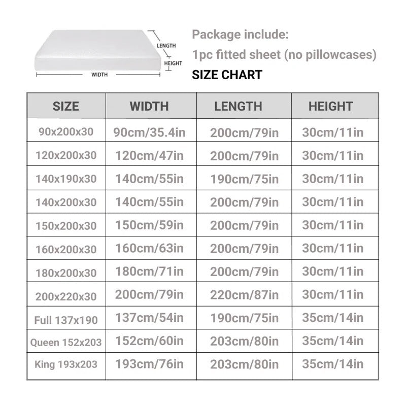 Luxury Waterproof Bed Mattress Cover – Breathable Fitted Sheet Protector in Gray & White – Multiple Sizes